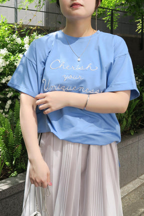 Anna kerry (アンナケリー) エンブロイダリーロゴtee 85252914　ブルー