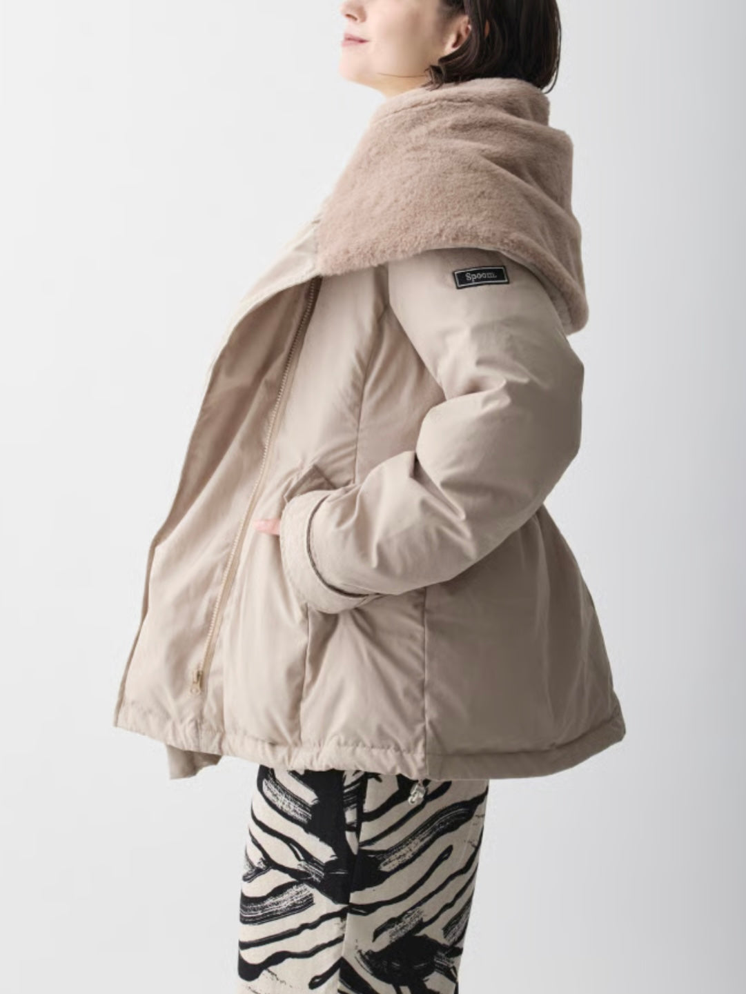 エコファーカラーダウンジャケット