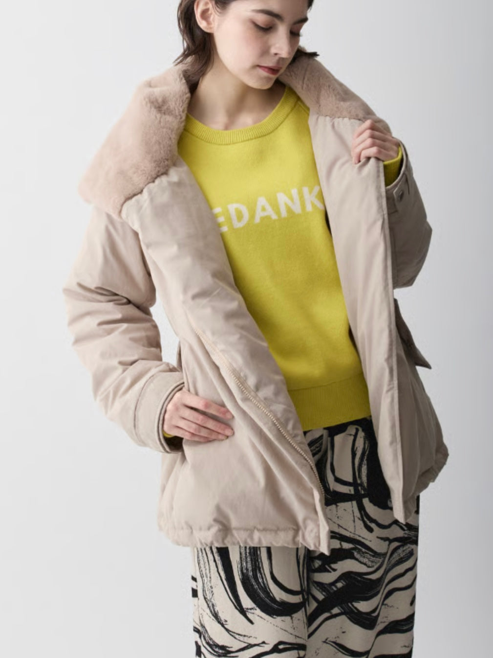 エコファーカラーダウンジャケット