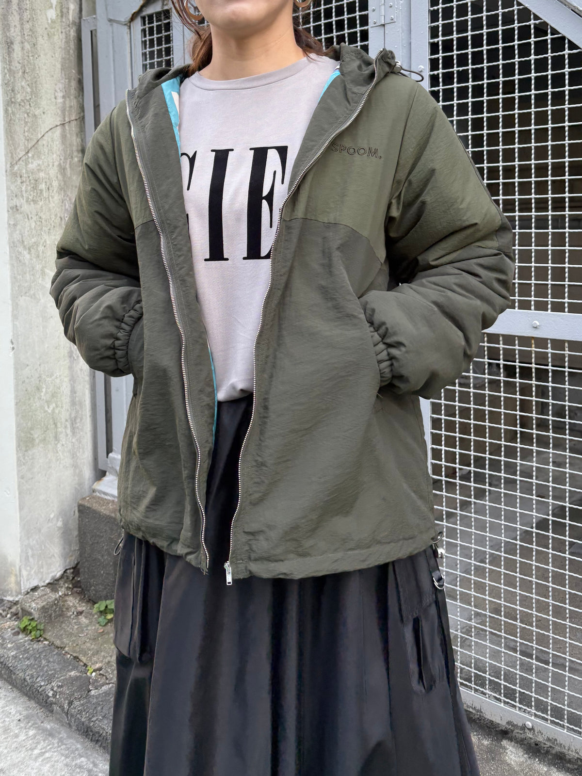 ツートン中綿ブルゾンジャケット