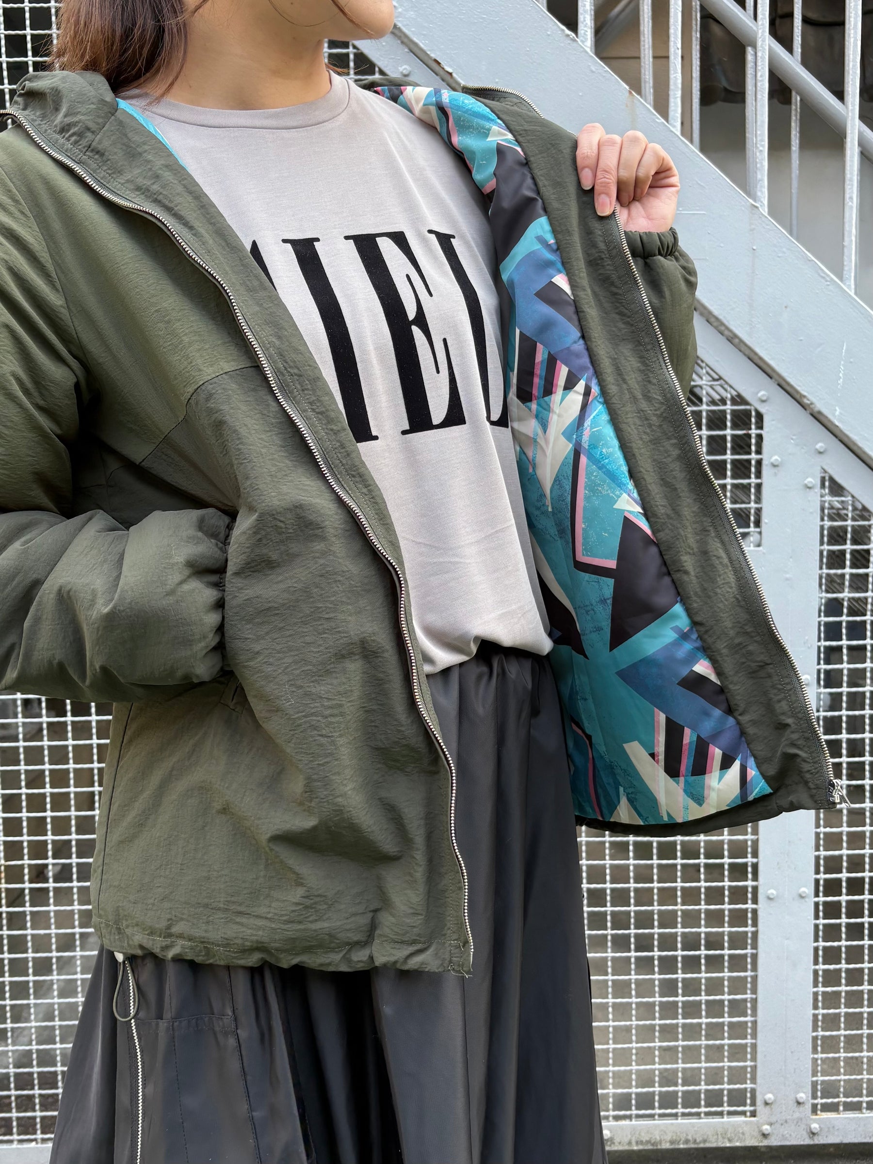 ツートン中綿ブルゾンジャケット