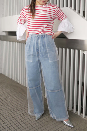 MONiLE (モニーレ)チュールワイドパンツ 700511　ホワイト