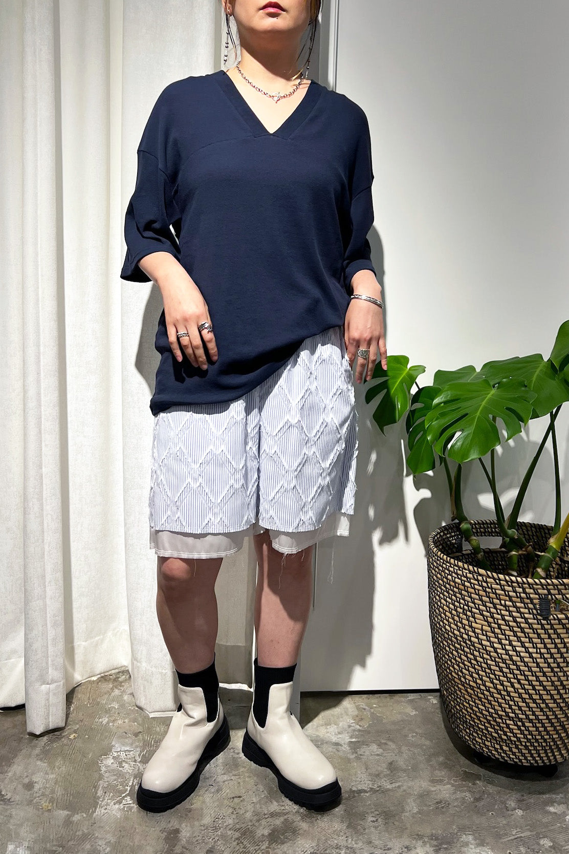 YENN　イェン　2WAY V-NECK TOPS Y252-82034 YENN】2WAY V-NECK TOPS | cavabien