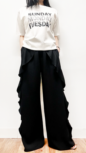 レース×シルケットロゴTシャツ