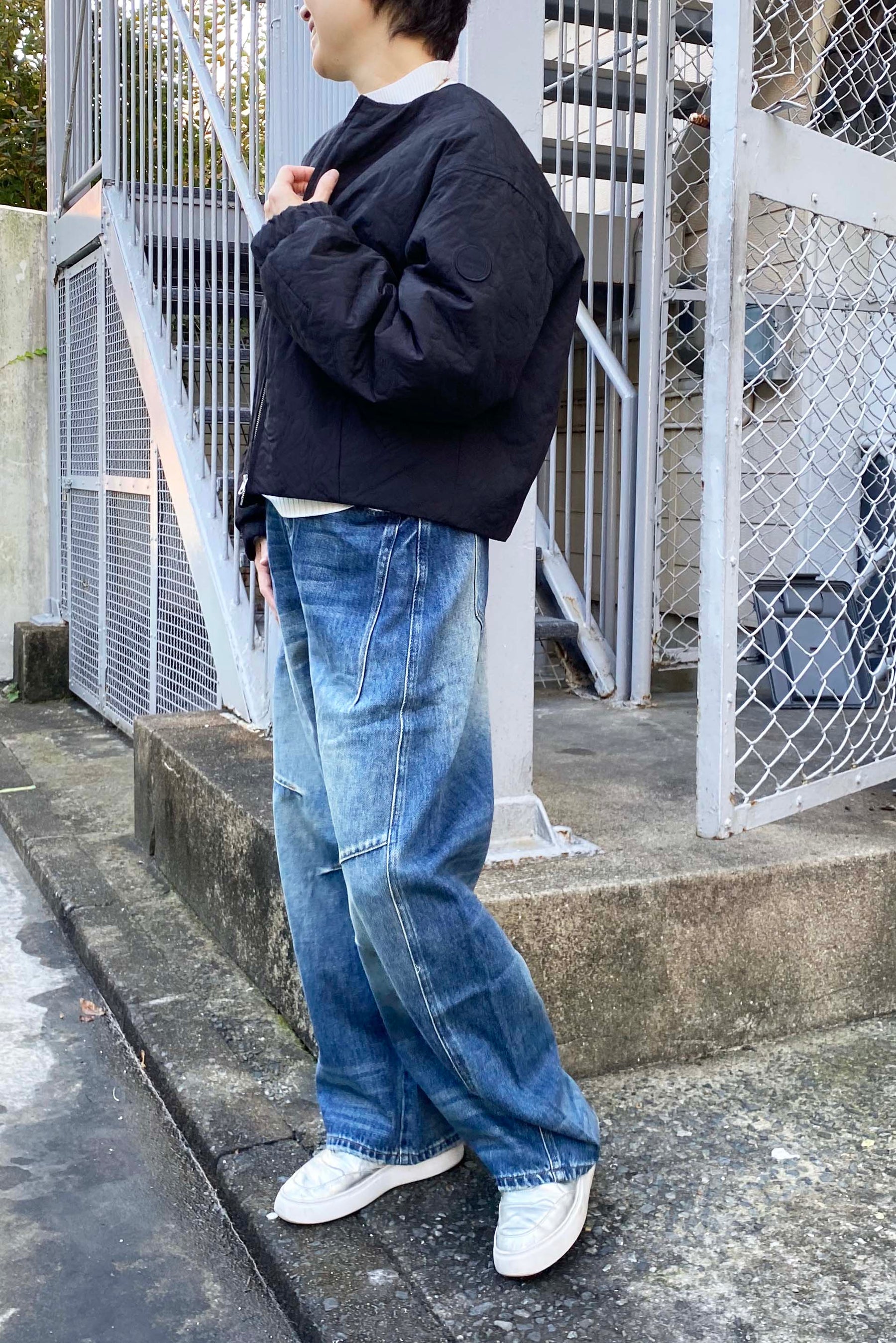 切替コクーンデニムパンツ