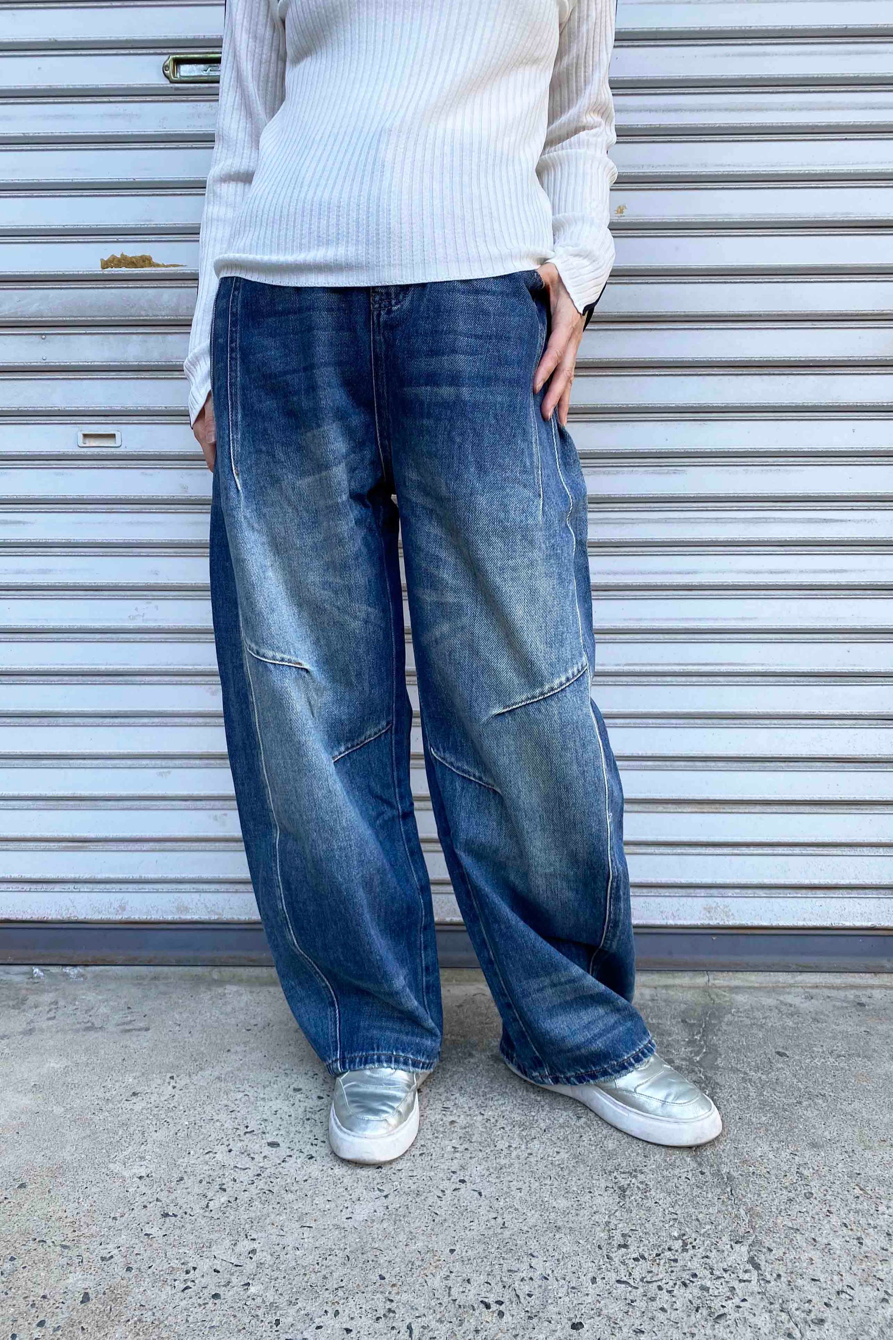 切替コクーンデニムパンツ