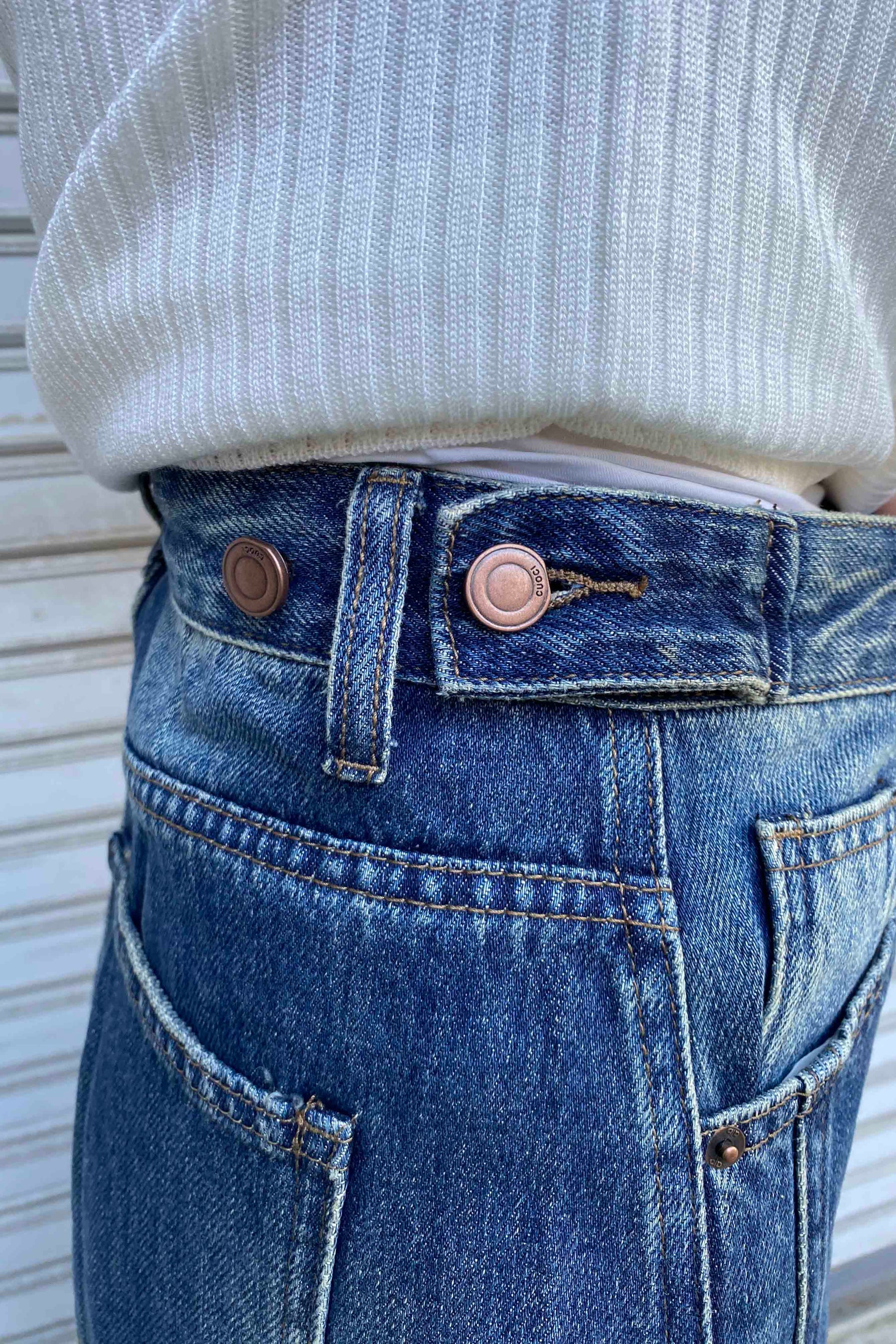 切替コクーンデニムパンツ