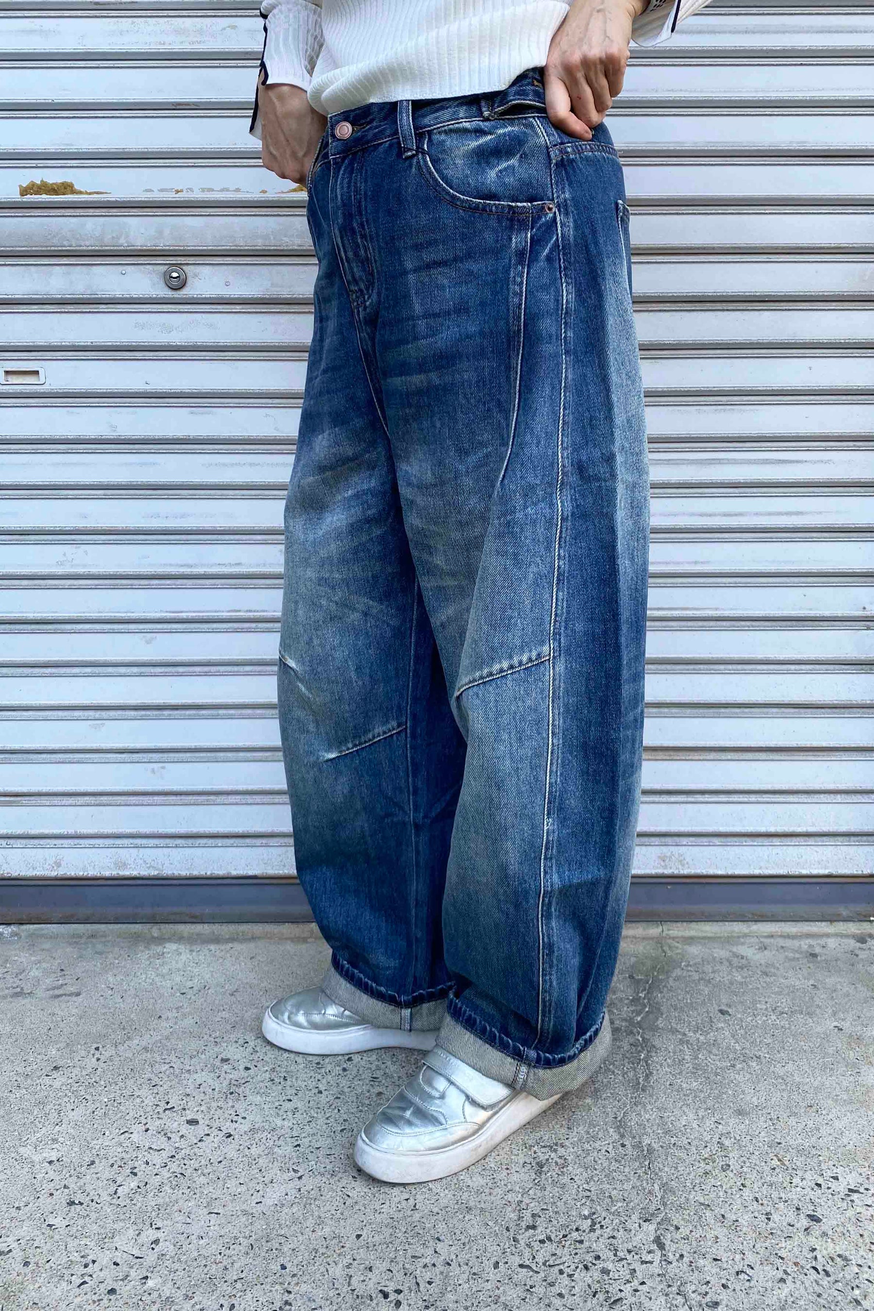 切替コクーンデニムパンツ