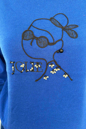 女の子柄刺繍ニット