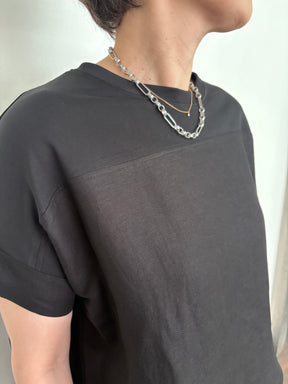 異素材切替リネントップス