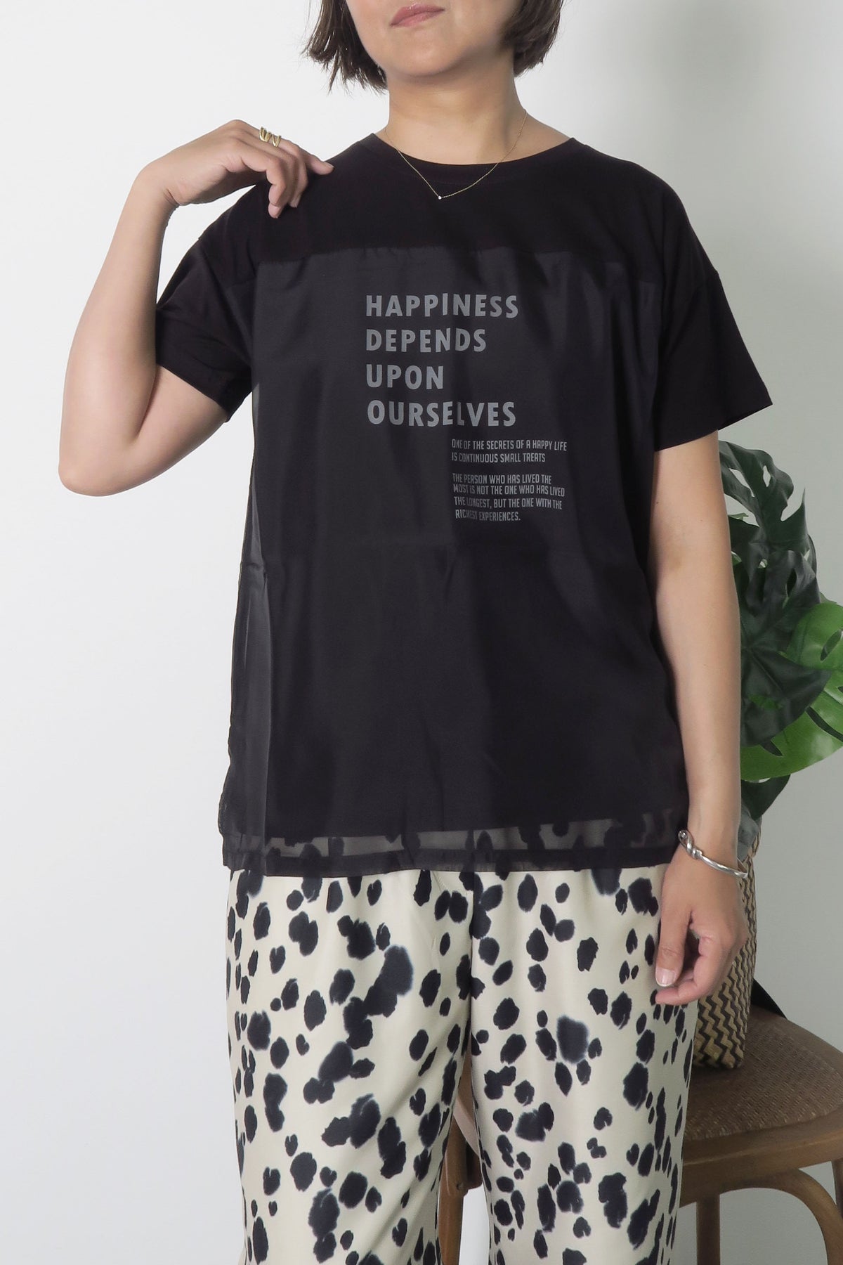 Anna kerry (アンナケリー) シアーレイヤードロゴtee 85252913　ブラック