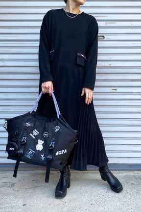 サイドプリーツ切替カットソーワンピース