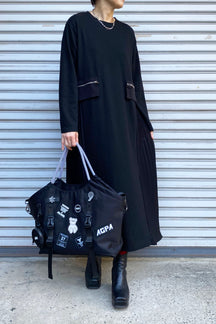 サイドプリーツ切替カットソーワンピース