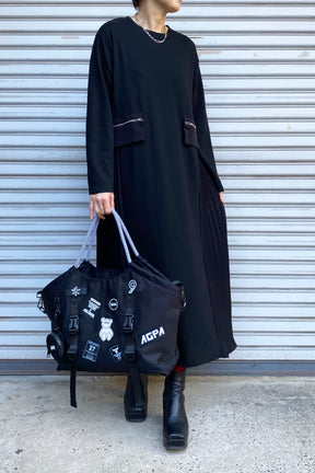 サイドプリーツ切替カットソーワンピース