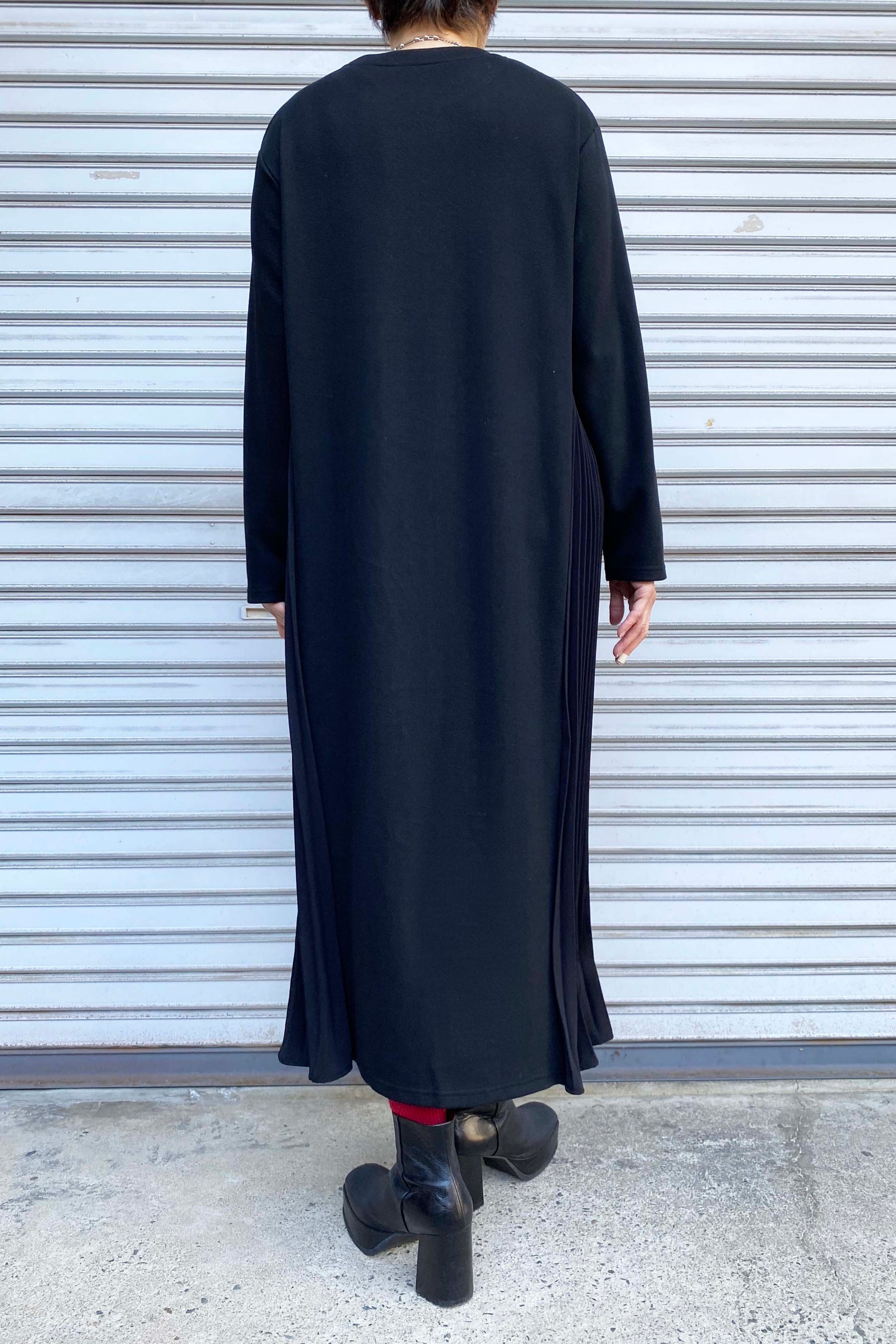 サイドプリーツ切替カットソーワンピース