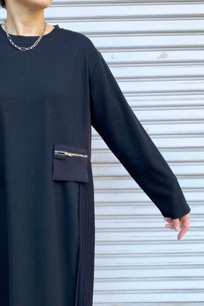 サイドプリーツ切替カットソーワンピース