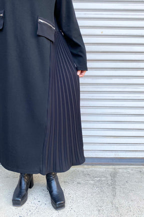 サイドプリーツ切替カットソーワンピース