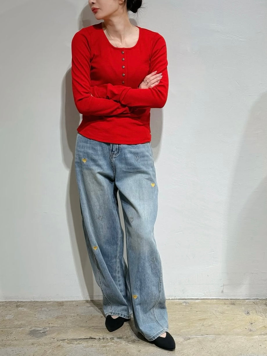 ヘンリーネックリブプルオーバー