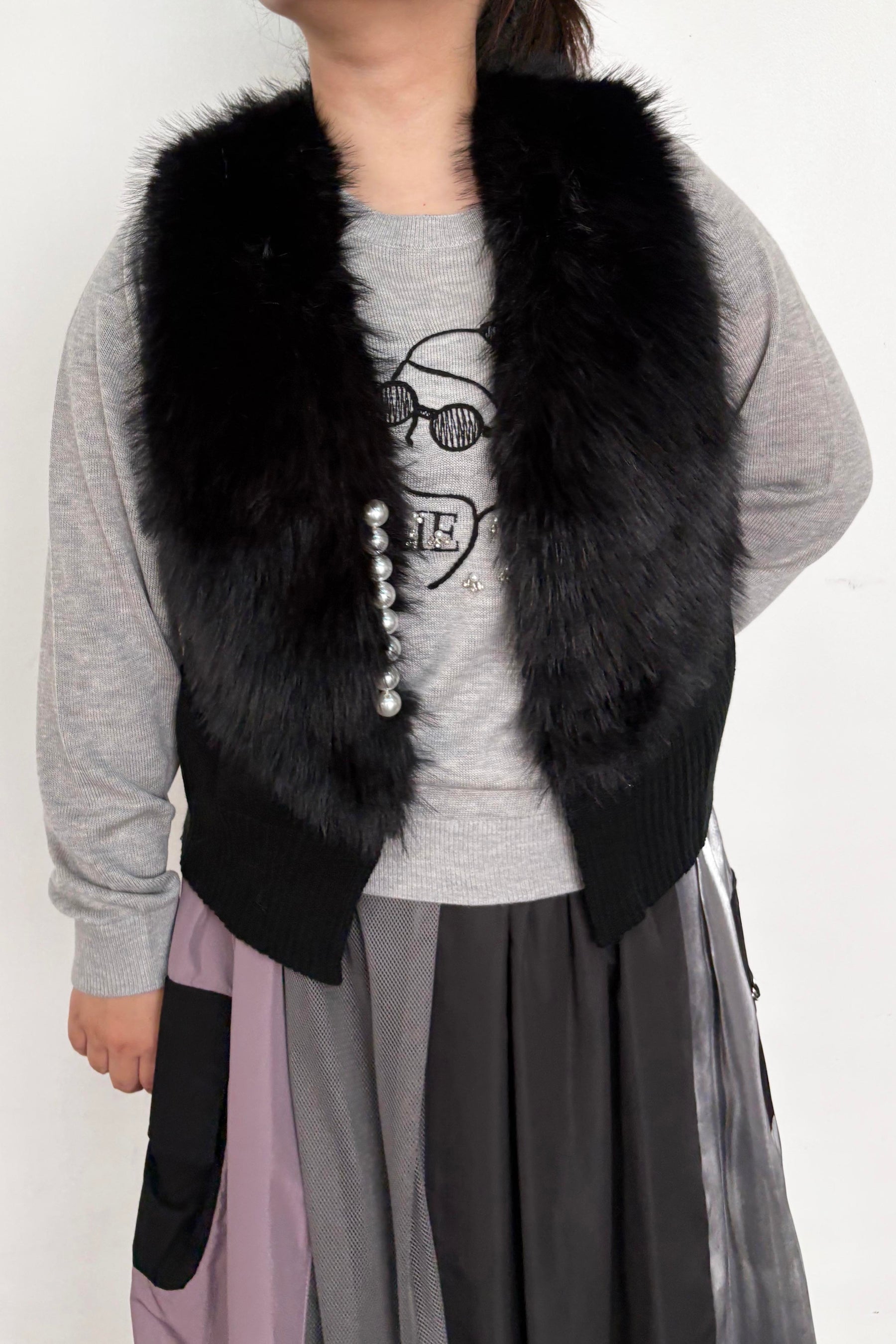 フェイクファーベスト