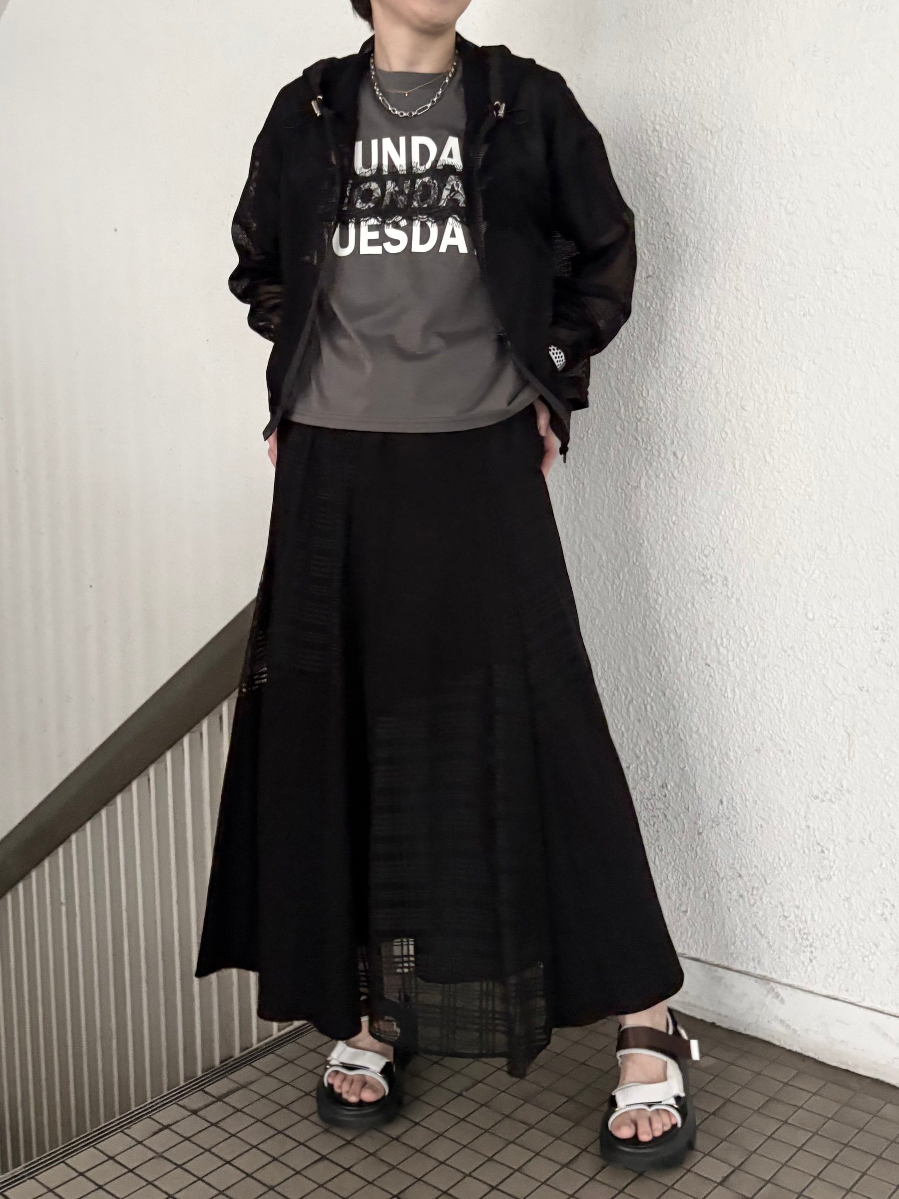 レース×シルケットロゴTシャツ
