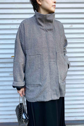 ヘリンボーンツイードハーフコート