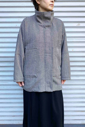 ヘリンボーンツイードハーフコート