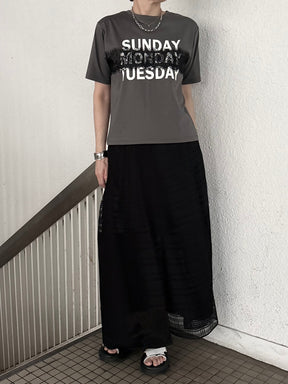 レース×シルケットロゴTシャツ
