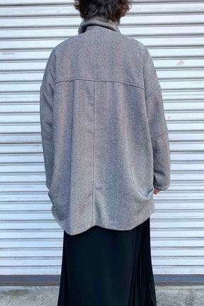 ヘリンボーンツイードハーフコート