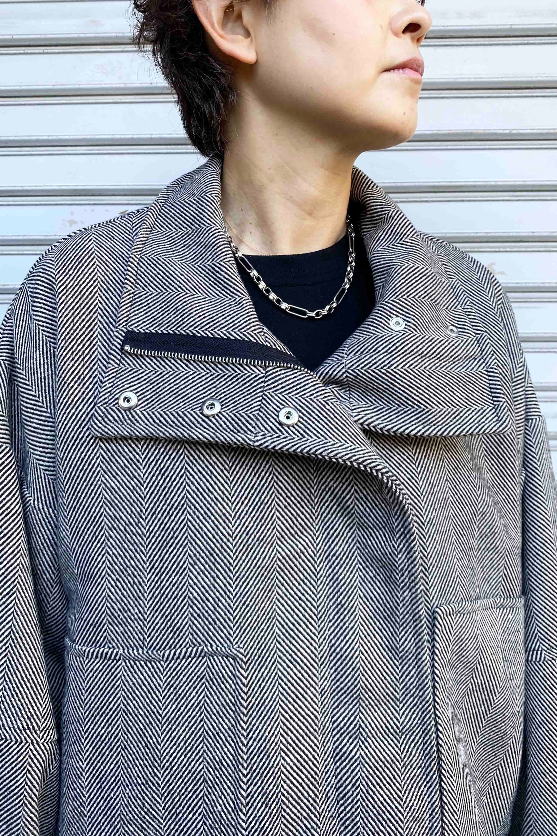 ヘリンボーンツイードハーフコート