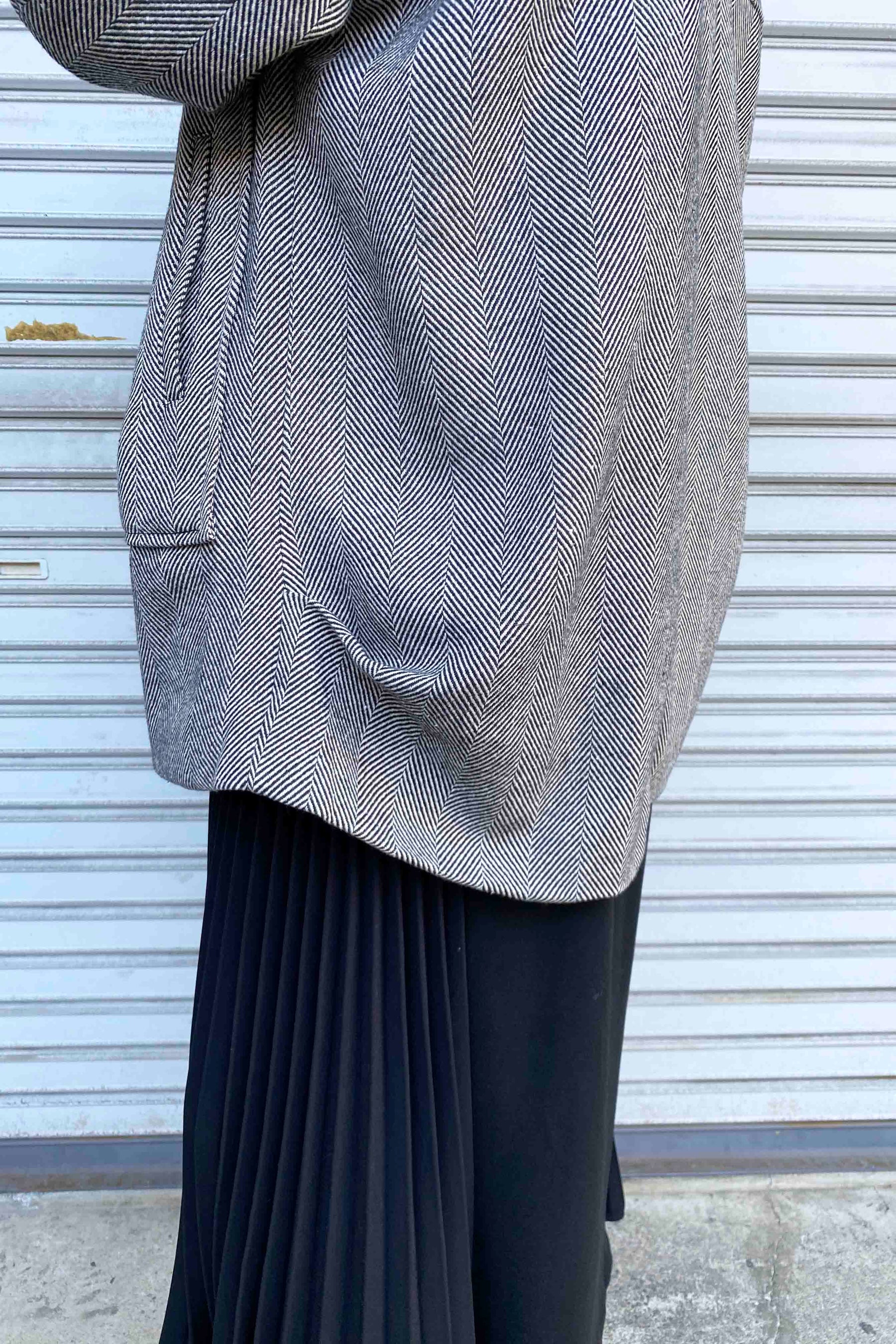 ヘリンボーンツイードハーフコート