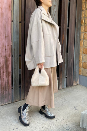 ヘリンボーンツイードハーフコート