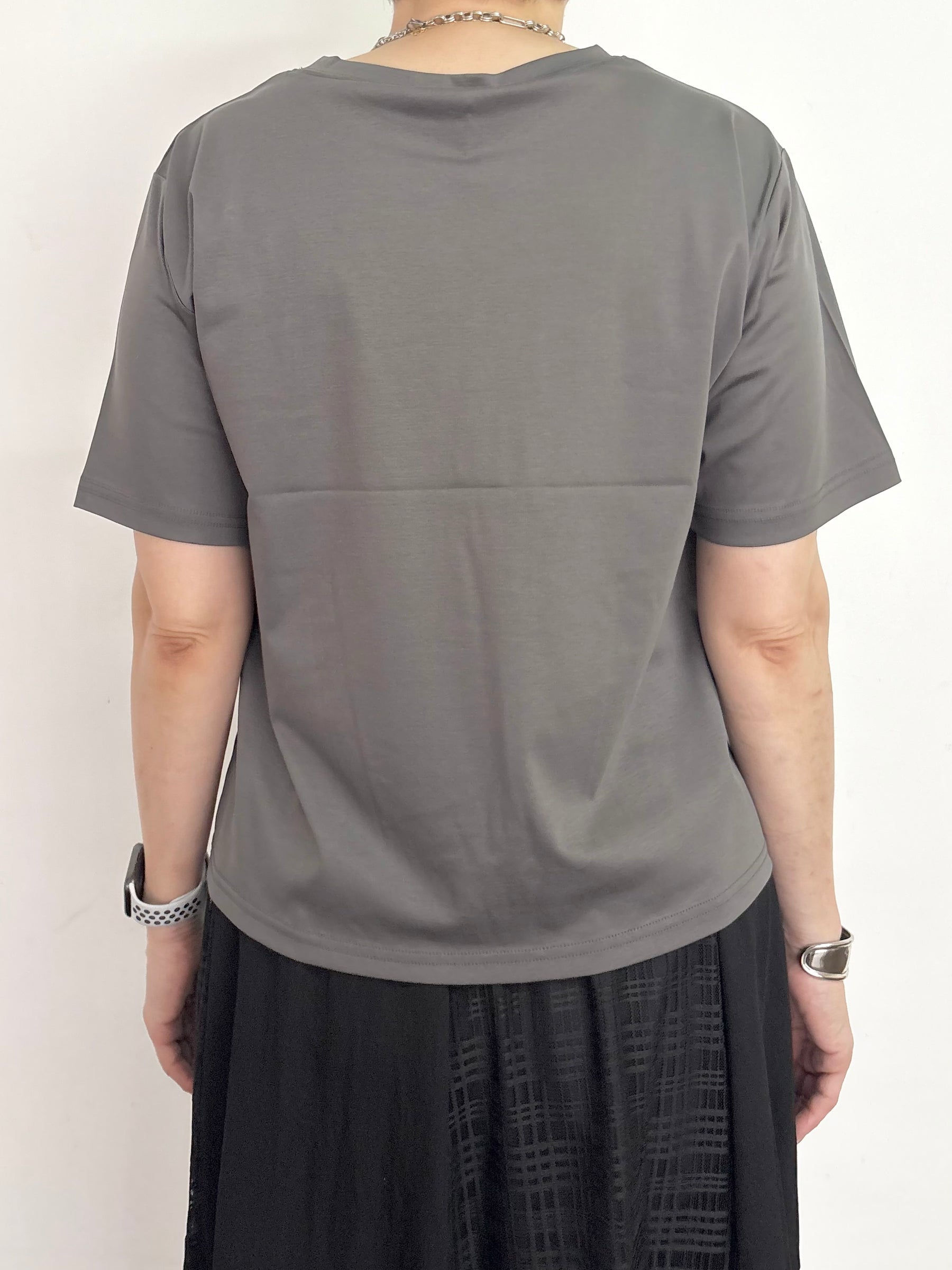 レース×シルケットロゴTシャツ