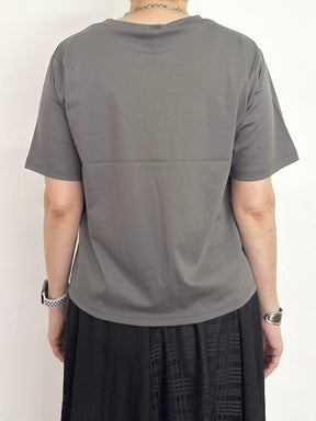 レース×シルケットロゴTシャツ