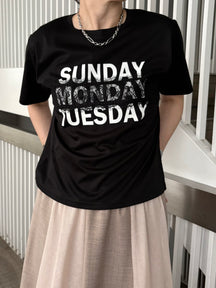 レース×シルケットロゴTシャツ