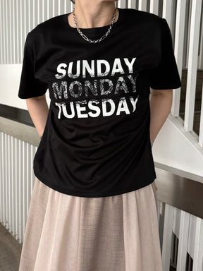 レース×シルケットロゴTシャツ