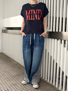 📸デニム×スムースカットソー切替２WAYパンツ