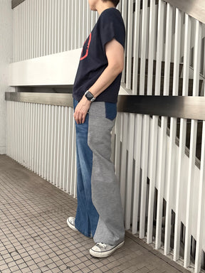 📸デニム×スムースカットソー切替２WAYパンツ