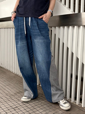 📸デニム×スムースカットソー切替２WAYパンツ