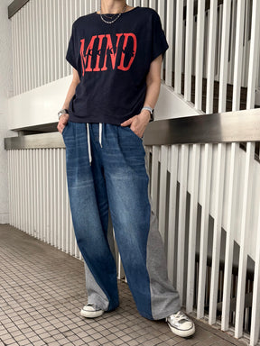 肩タックドレープロゴTシャツ
