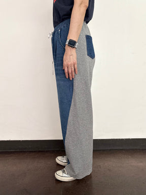📸デニム×スムースカットソー切替２WAYパンツ