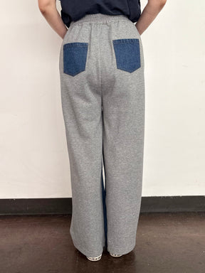 📸デニム×スムースカットソー切替２WAYパンツ