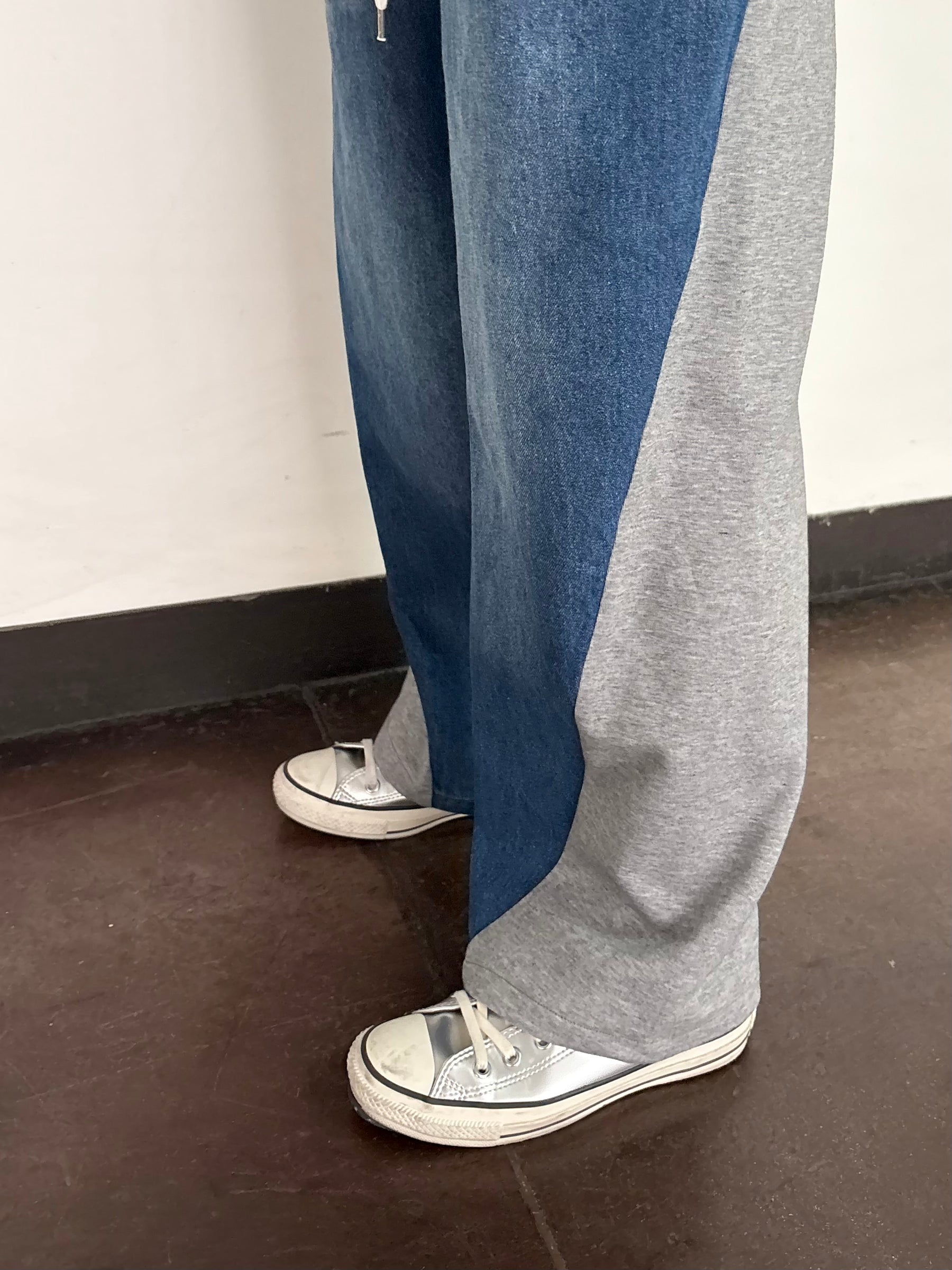 📸デニム×スムースカットソー切替２WAYパンツ