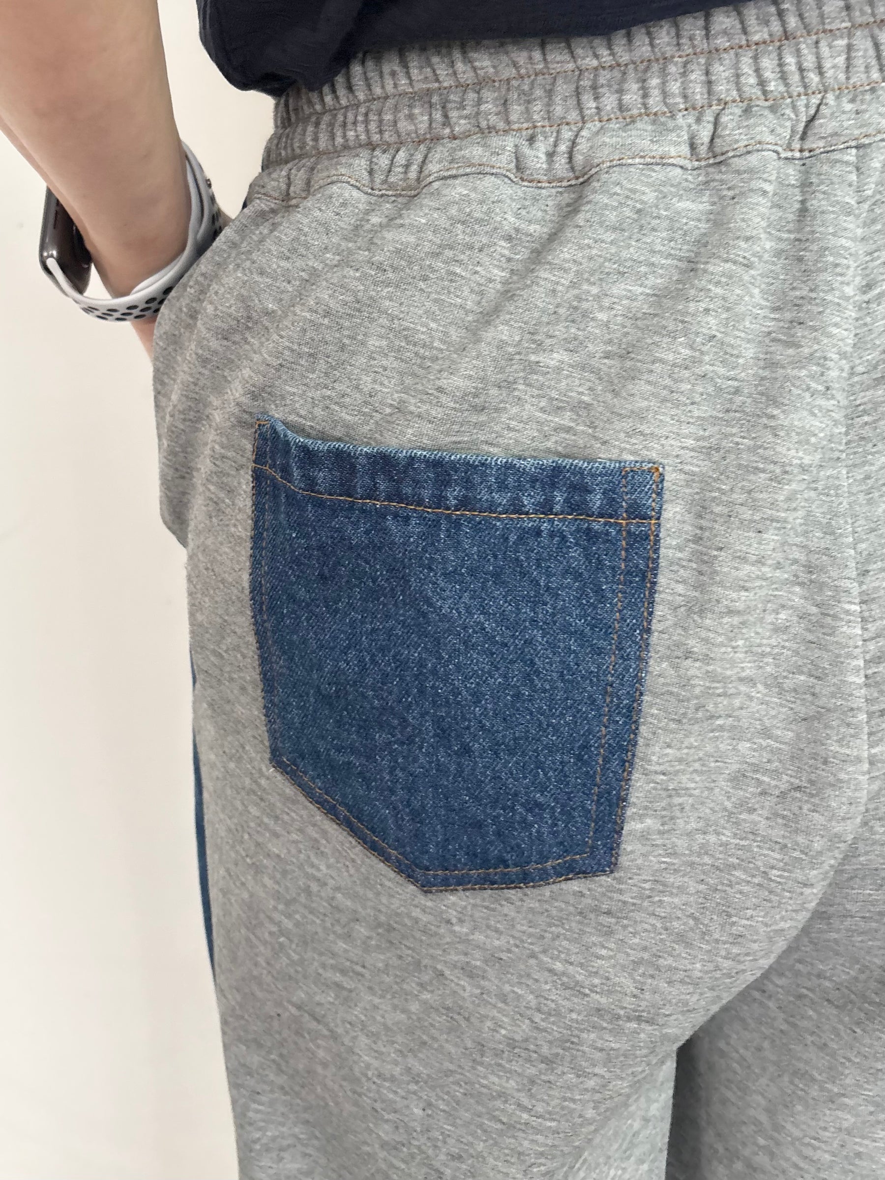 📸デニム×スムースカットソー切替２WAYパンツ