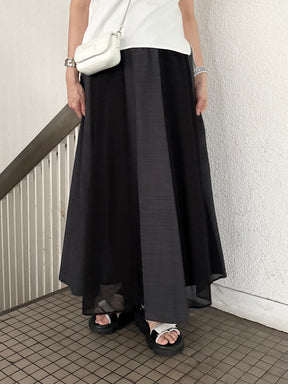 麻タッチ×メッシュ切替スカート