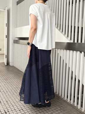 メッシュチェック切替スカート