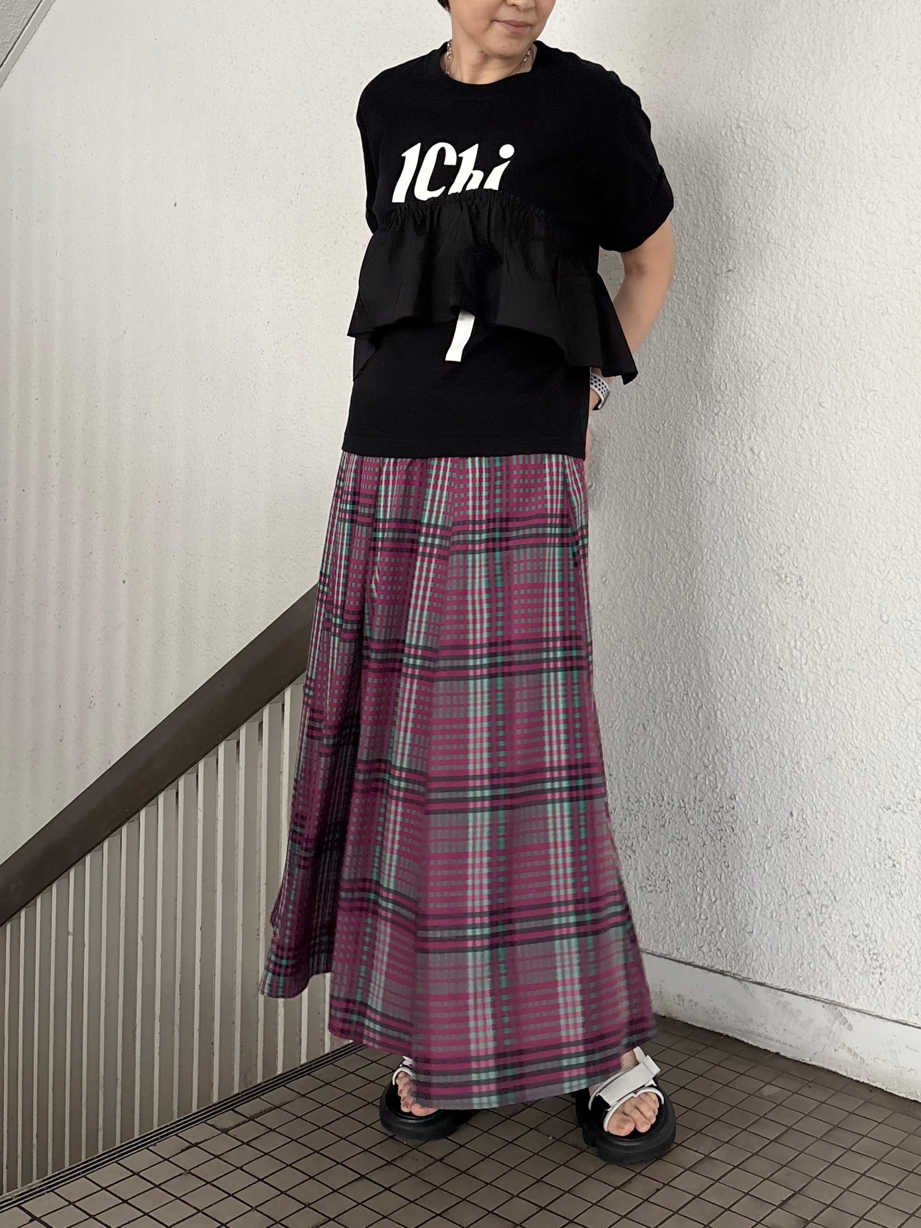 カラーチェックロングスカートP