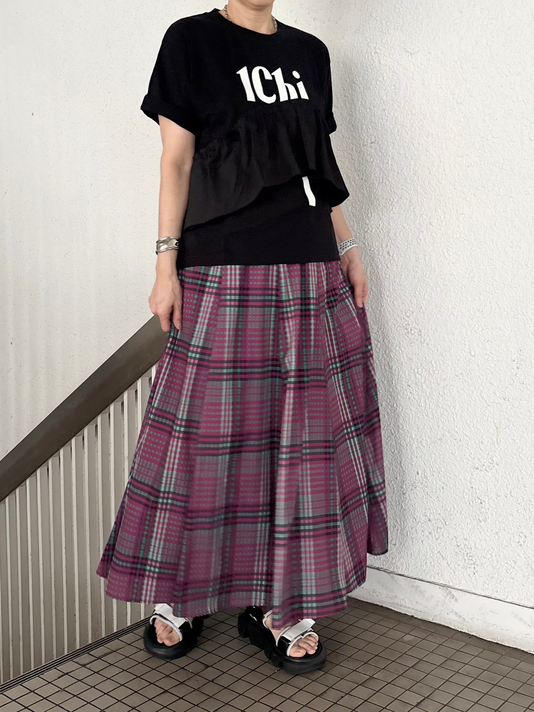 カラーチェックロングスカートP