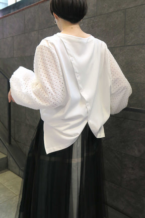 袖レースブラウス