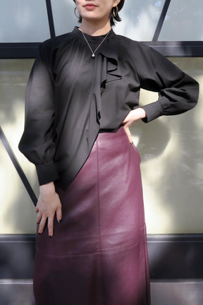 RAW FUDGE(ローファッジ) 7633722 グレンチェック柄アシメドレープブラウス