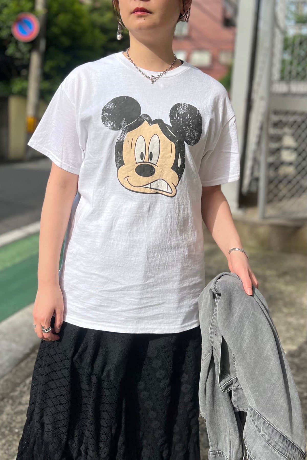 Good wear (グッドウェア ) PanicミッキープリントTee gdw-lcs-251302　ホワイト